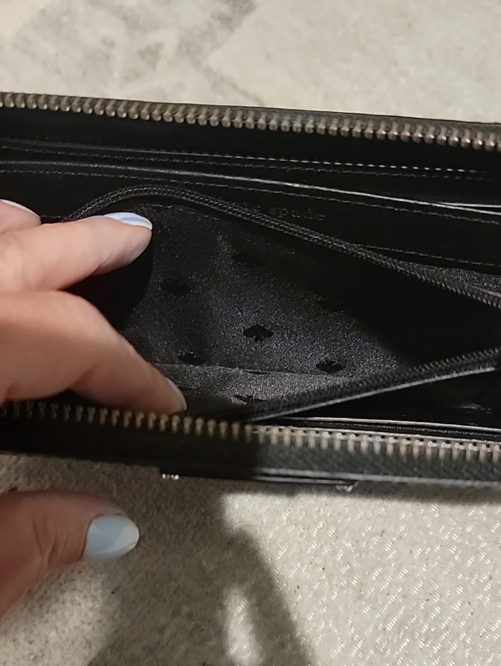 kate spade Black Leather Zip-Around Wallet